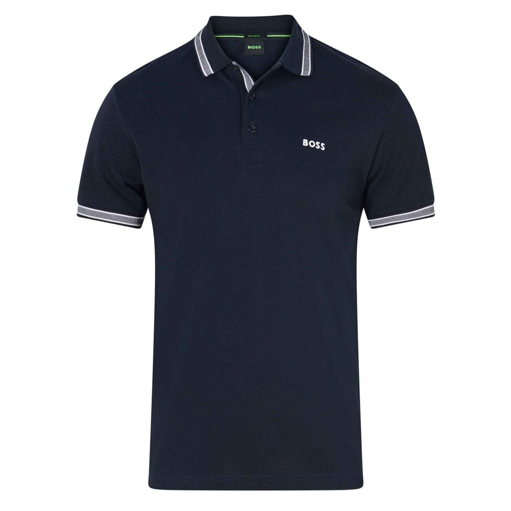 HUGO BOSS Polo Shirt with Contrast Logo Details - Dark Blue ...